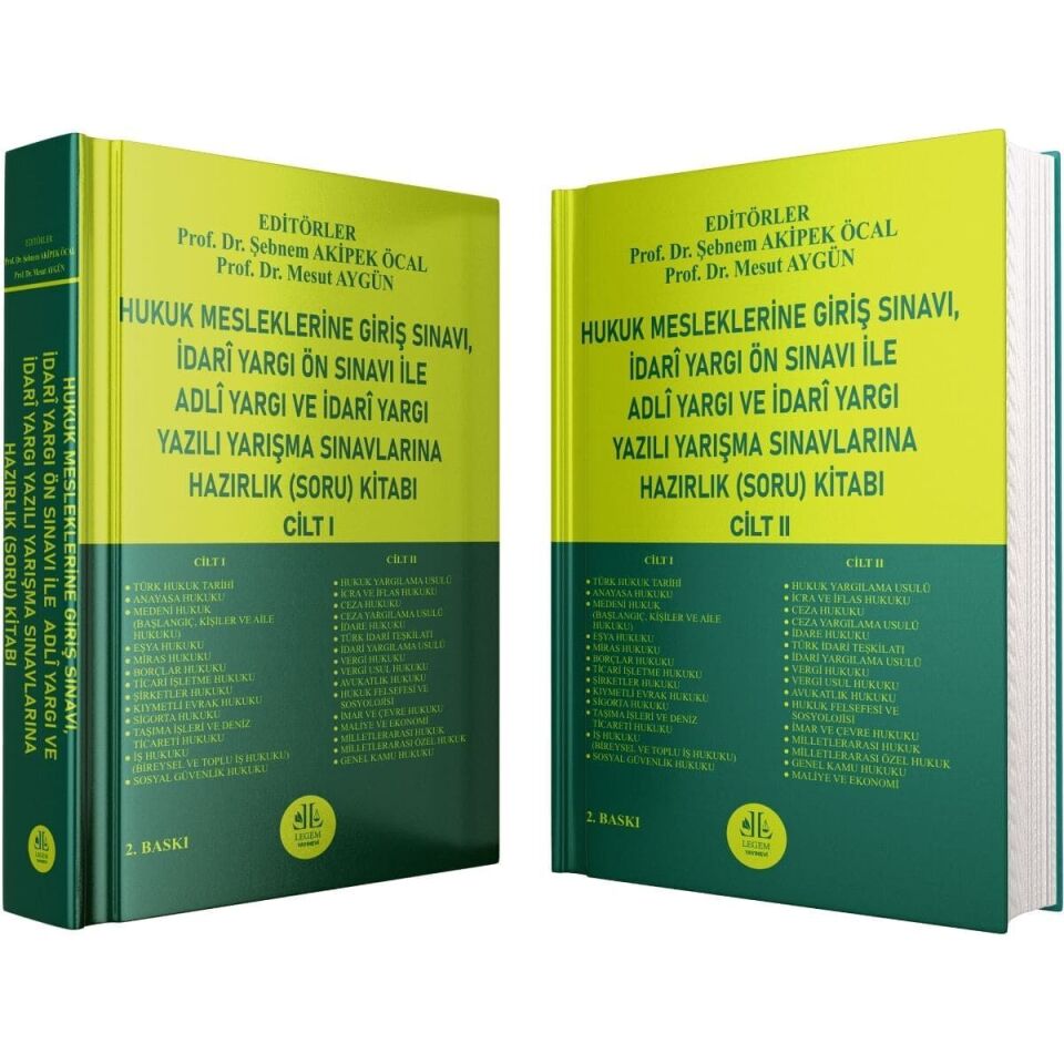 Hukuk Mesleklerine Giriş Sınavı, İdarî Yargı Ön Sınavı İle Adlî Yargı Ve İdarî Yargı Yazılı Yarışma Sınavlarına Hazırlık (Soru) Kitabı (CİLT – I) + (CİLT – II)