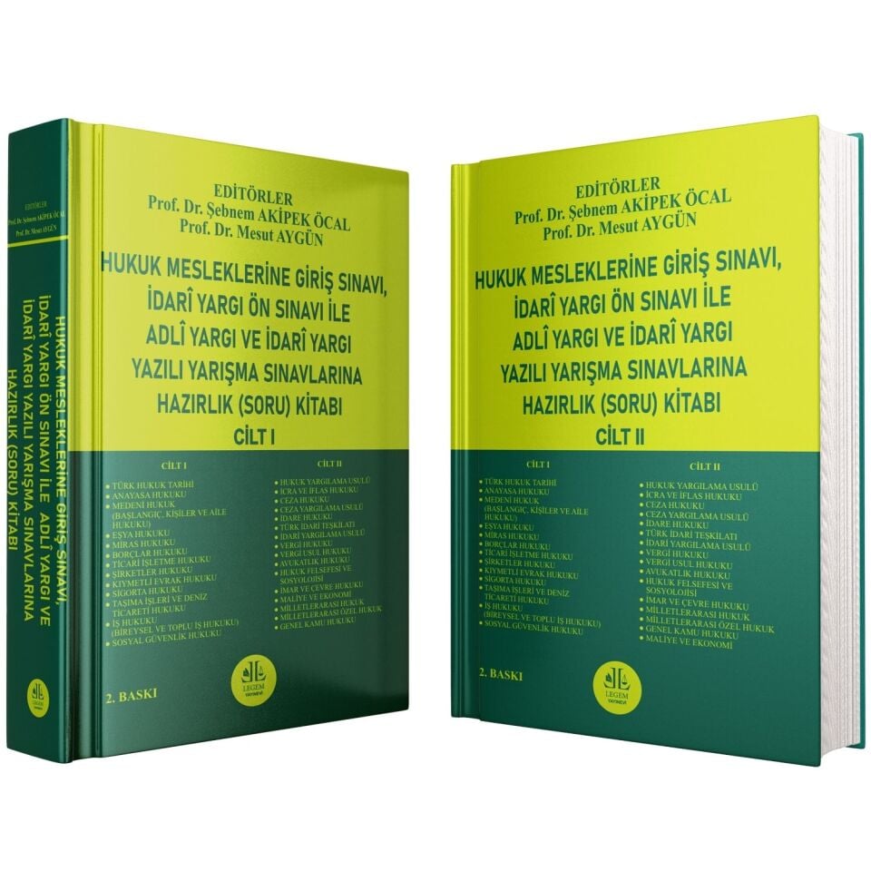 Hukuk Mesleklerine Giriş Sınavı, İdarî Yargı Ön Sınavı İle Adlî Yargı Ve İdarî Yargı Yazılı Yarışma Sınavlarına Hazırlık (Soru) Kitabı (CİLT – I) +(CİLT – II)