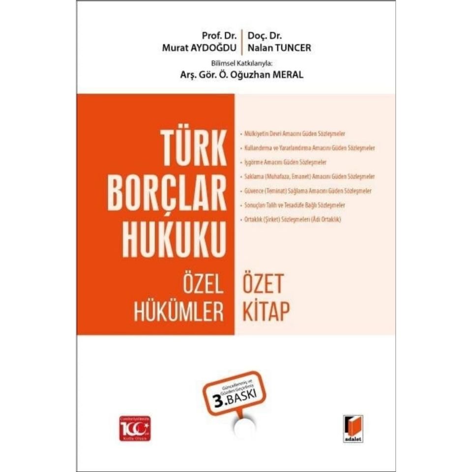 Türk Borçlar Hukuku Özel Hükümler Özet Ders Kitabı
